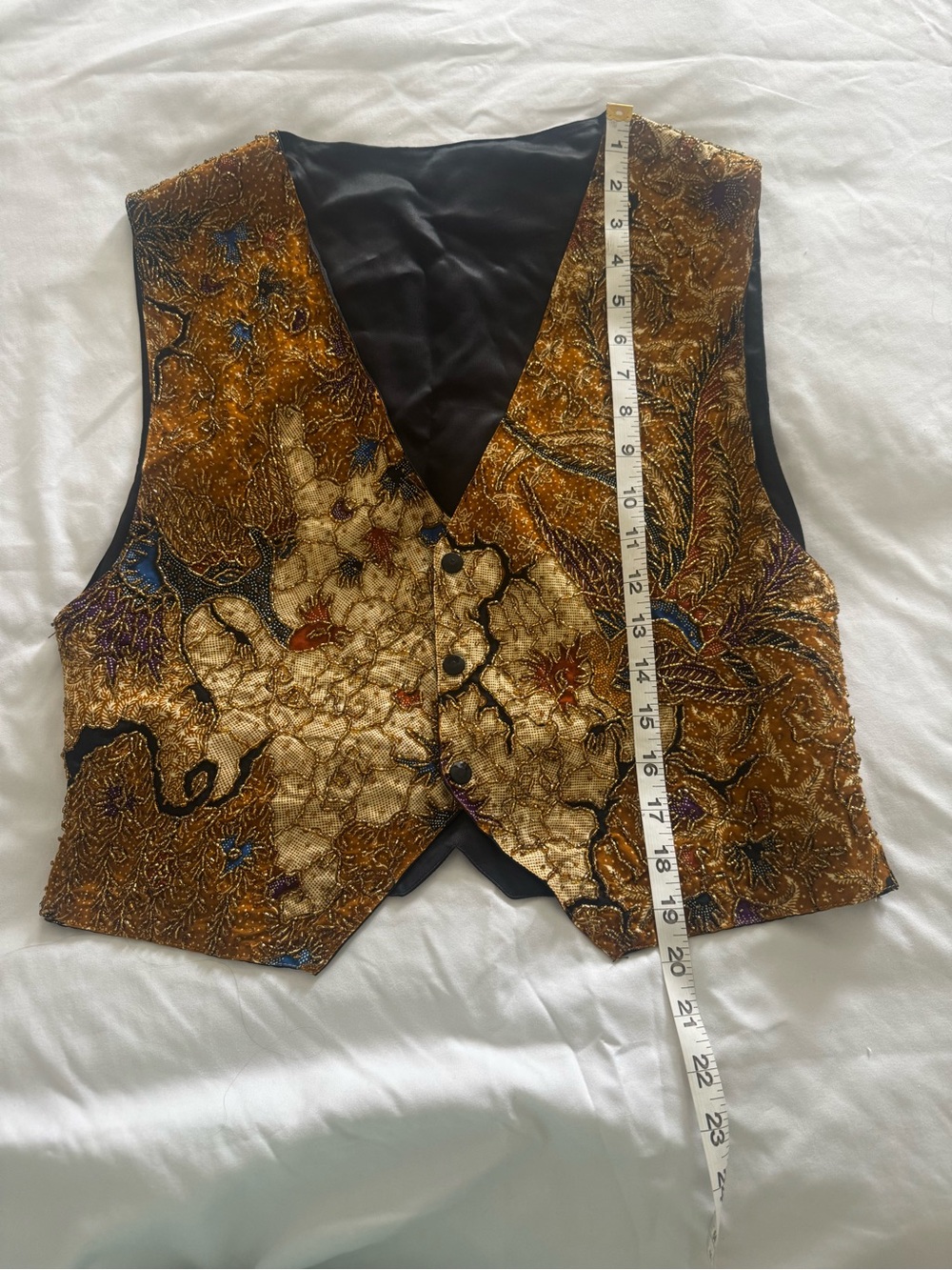 Gold KENAR Women's Vest - Elegant Embroidered Waistcoat SZ M - Picture 7 of 9
